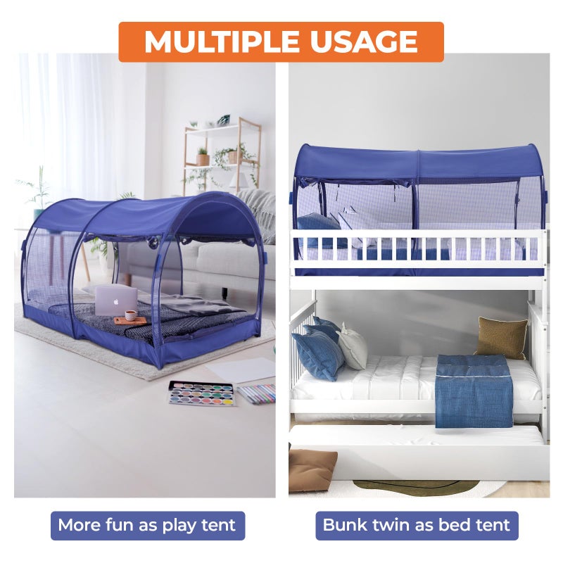 AlvantorÂ® Mosquito Net Bed Canopy Tents Dream Privacy Space Twin Size Sleeping Tents Indoor Pop Up Portable Frame Breathable Cottage Blue (Mattress Not Included) - Image 2